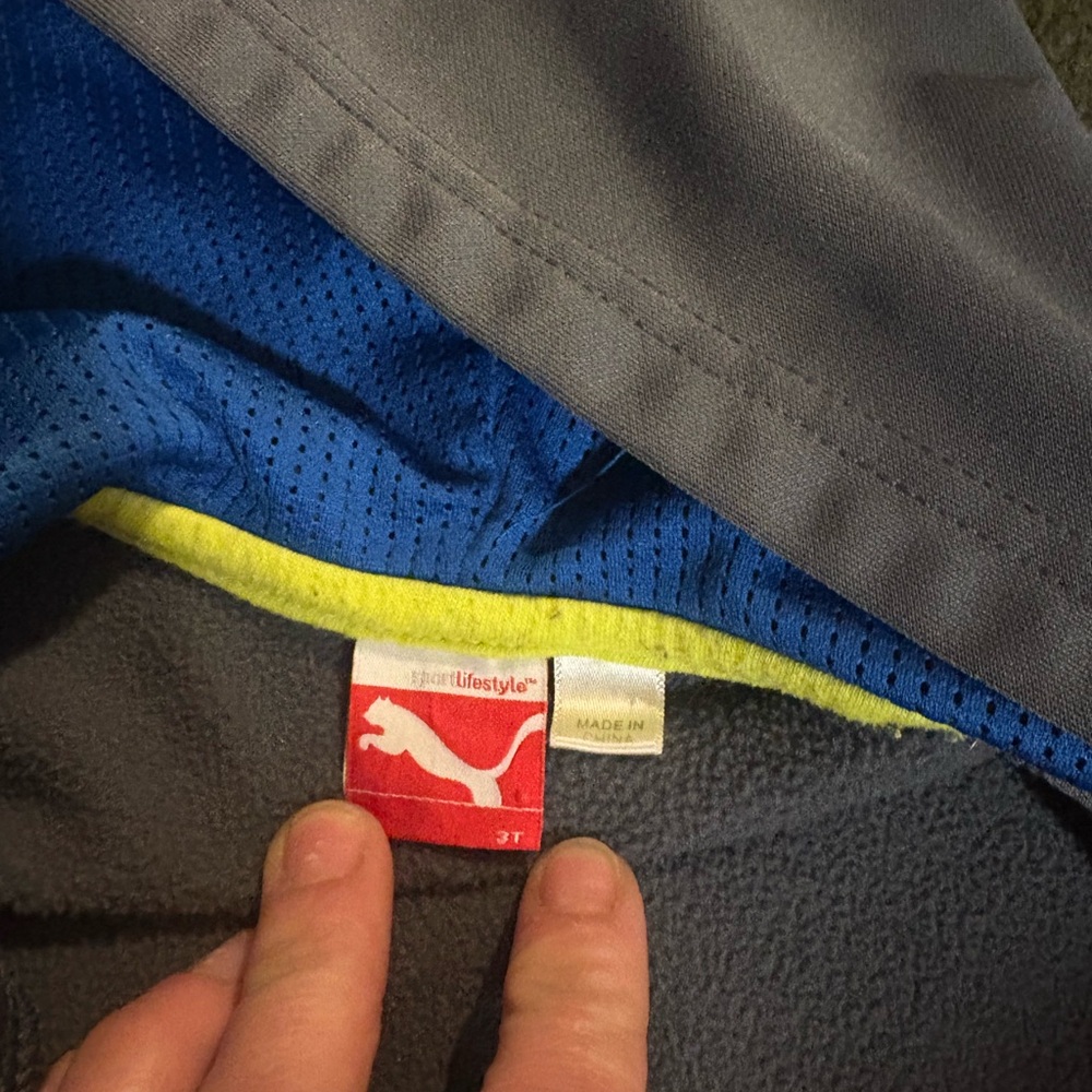 Puma Sporty Blue and Gray Jacket with Yellow Accents